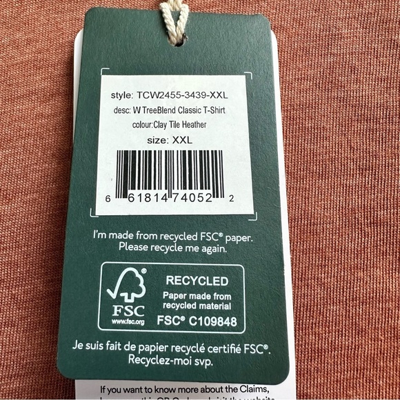 NWT Tentree TreeBlend Classic T-Shirt Women’s XXL Short Sleeve Clay Tile Heather - Picture 7 of 9